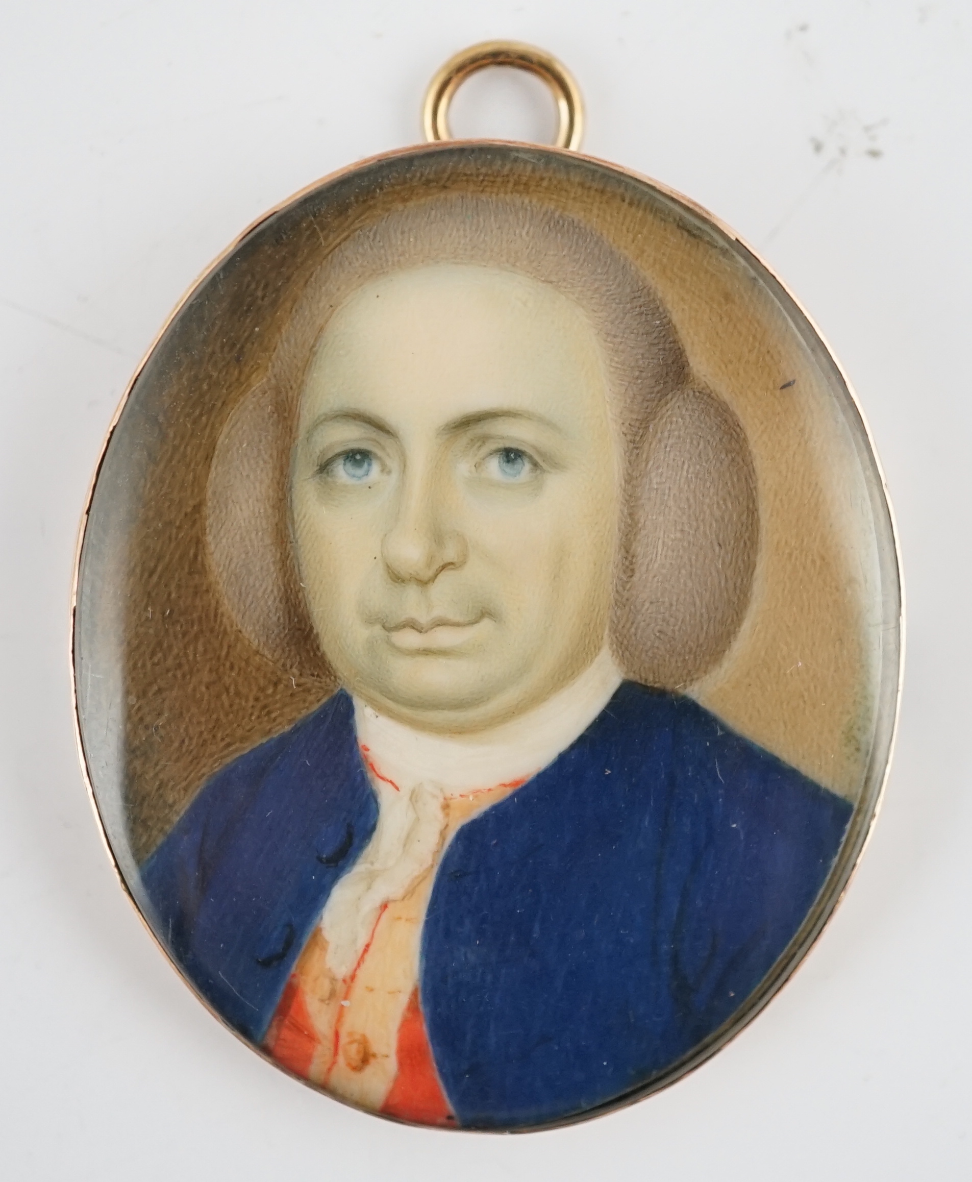 Jeremiah Meyer, R.A. (Anglo-German, 1735-1789), Portrait miniature of a gentleman, oil on ivory, 4 x 3.2cm. CITES Submission reference YZCZ4G62